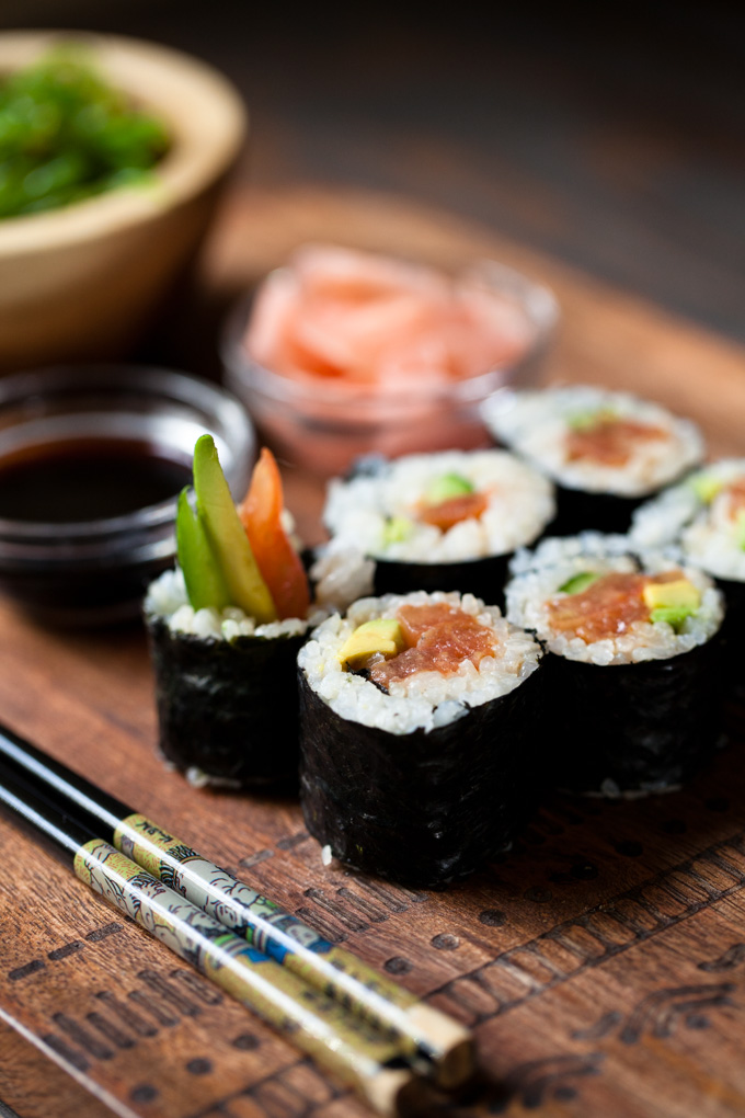 EASY Vegan Sushi with Tomato Spicy Tuna | Ready in 30 minutes for a healthy dinner recipe that's simple and fun!