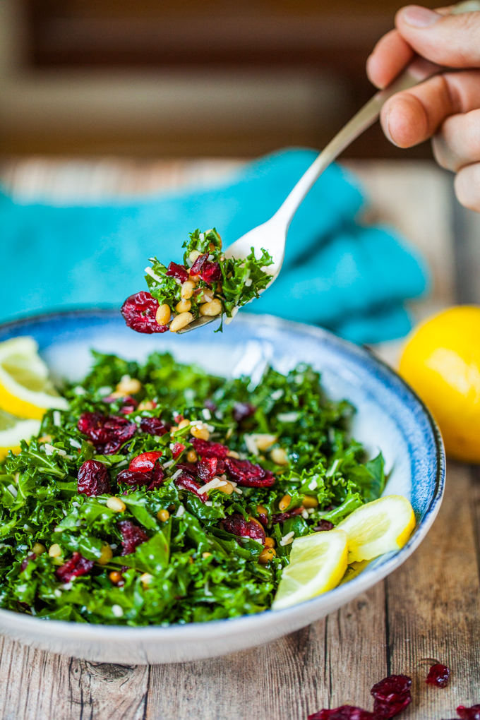 Best Ever Kale Salad Carrots and Flowers
