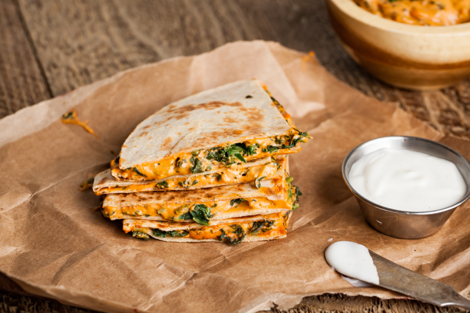 Hemp Cheese + Spinach Quesadillas | a plant-based superfood recipe that's kid-friendly and easy to make!